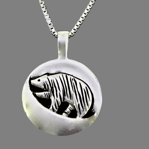 Bear Foraging Moon Necklace