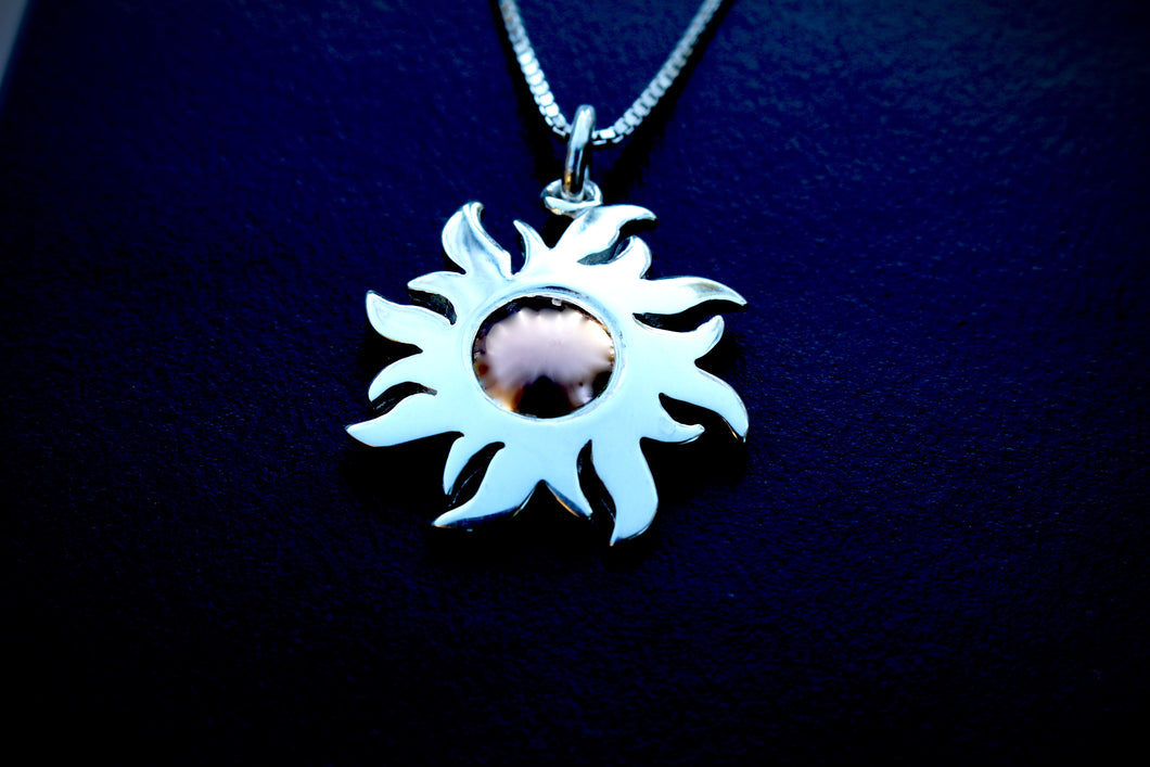 925K Sterling Silver Glowing Sun Pendant Necklace for Women